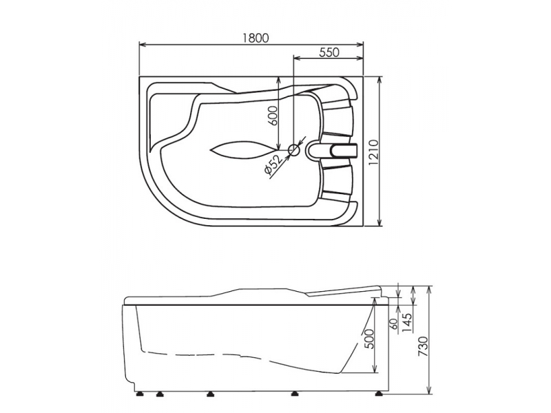 Купить Ванна гидромассажная акриловая Gemy G9083 K L/R, 180 х 121 см