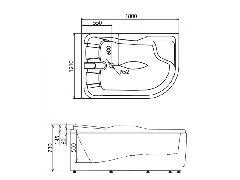 Купить Ванна гидромассажная акриловая Gemy G9083 K L/R, 180 х 121 см