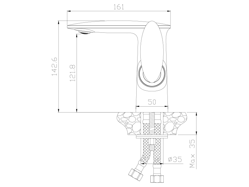 Купить Смеситель для раковины Rossinka RS30-11B с донным клапаном, черный