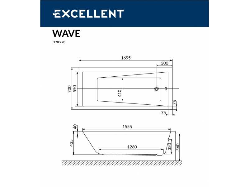 Купить Ванна акриловая Excellent Wave 170 х 70 см