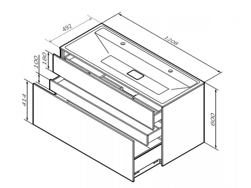 Купить Тумба под раковину Am.Pm Inspire 2.0 M50AFHX1203GM подвесная 120 см, 3 ящика, цвет графит, матовый