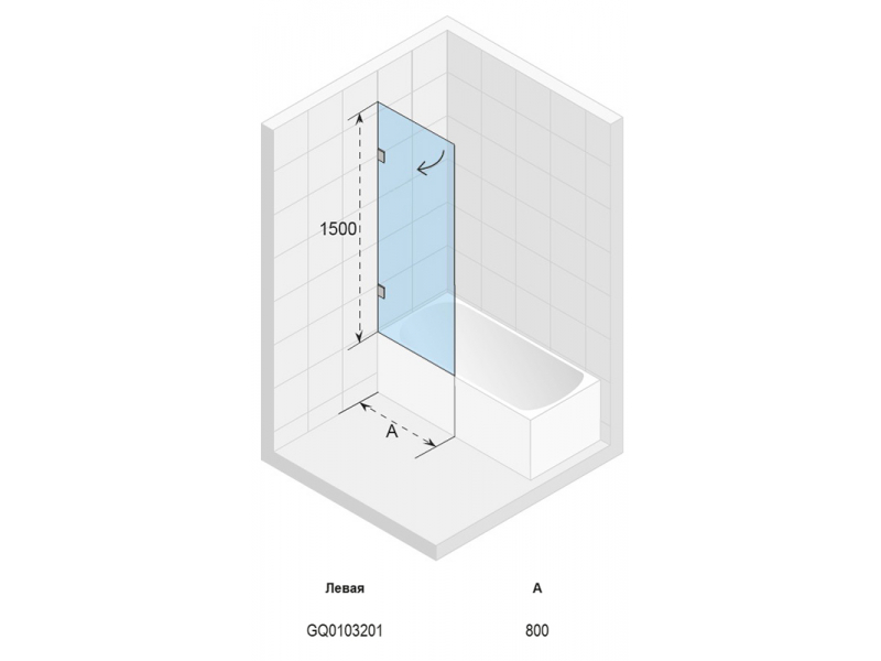 Купить Стеклянная шторка для ванны Riho Scandic Soft Q107 80 x 150 см, левая