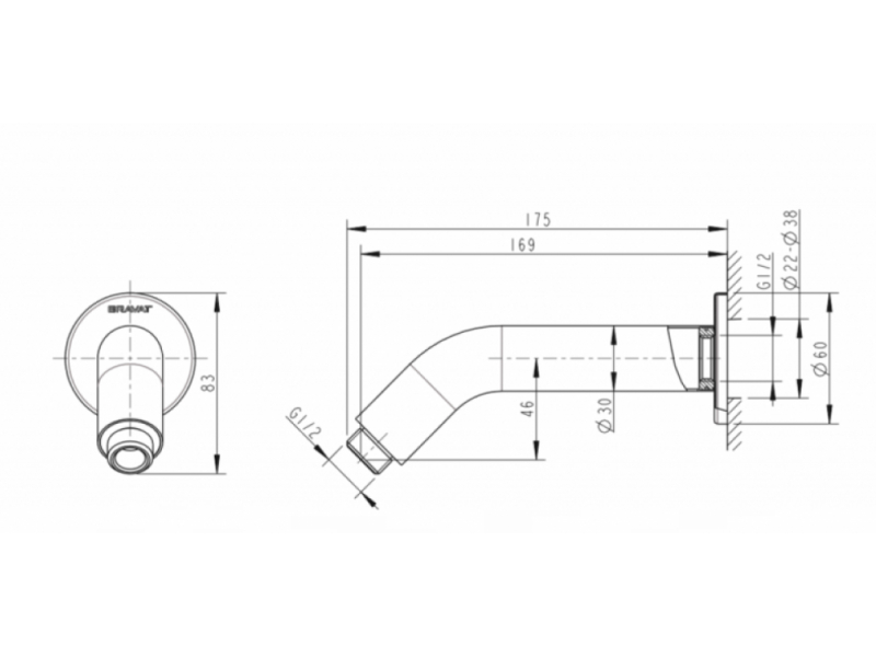 Купить Настенный кронштейн Bravat Built-in D312C-RUS для душа, хром