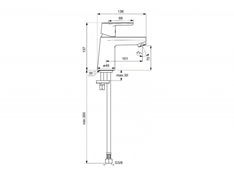 Купить Смеситель Ideal Standard Vito B0407AA для умывальника без донного клапана