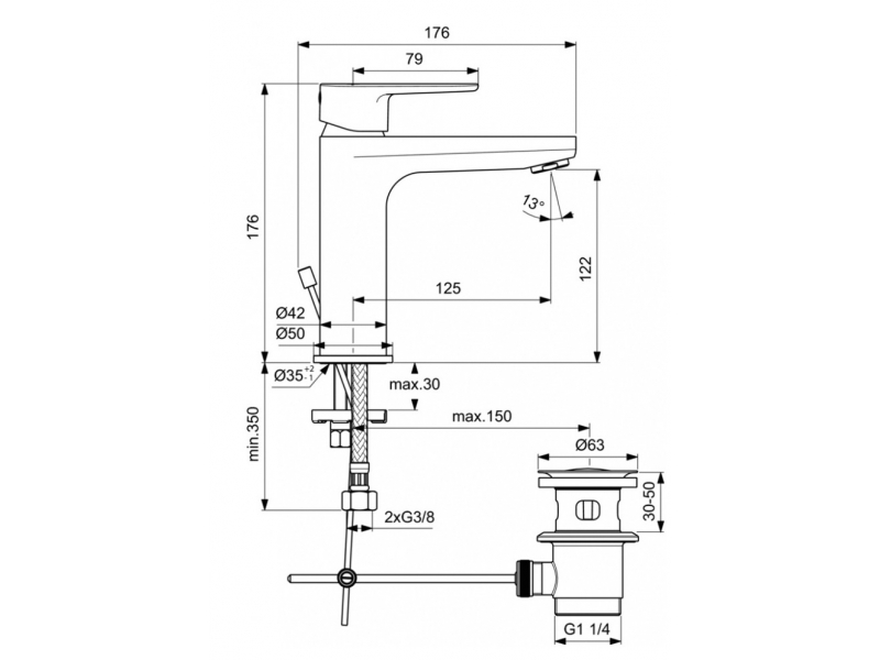 Купить Смеситель Ideal Standard Cerafine Model O для раковины, хром, BC699AA