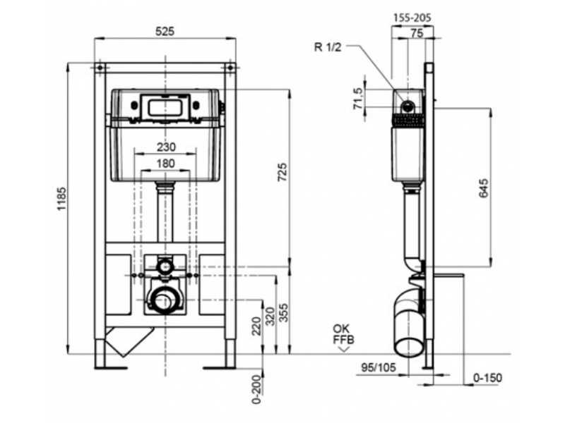 Купить Инсталляция для унитаза Sanit 995N 90 750 00 с креплением, 118,5*52,5 см