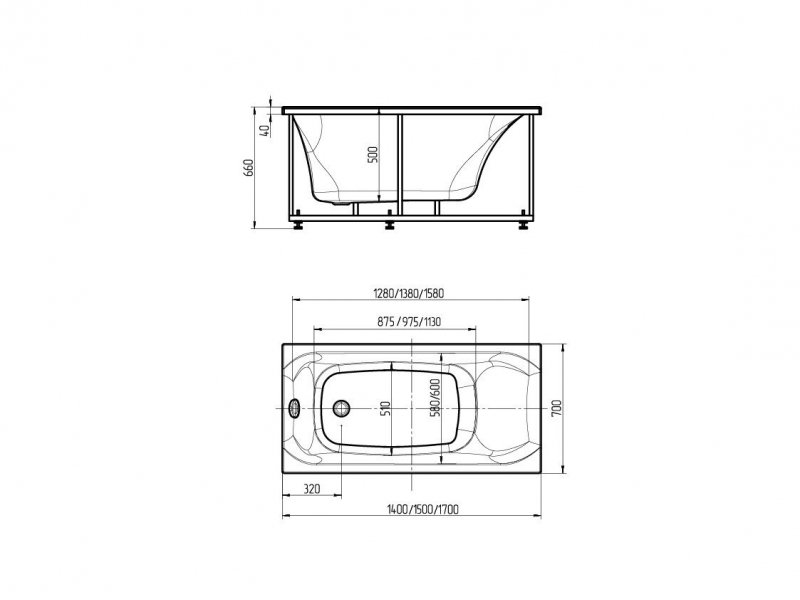 Купить Акриловая ванна Aquatek Альфа 170 см (170х70 New)