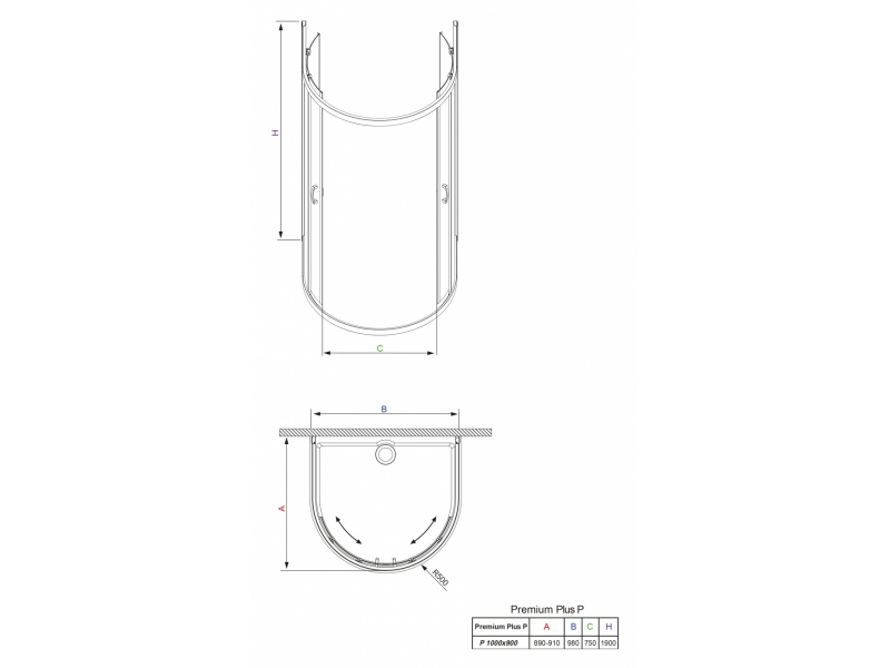 Купить Душевой уголок Radaway Premium Plus P 100 x 90 x 190 прозрачное стекло