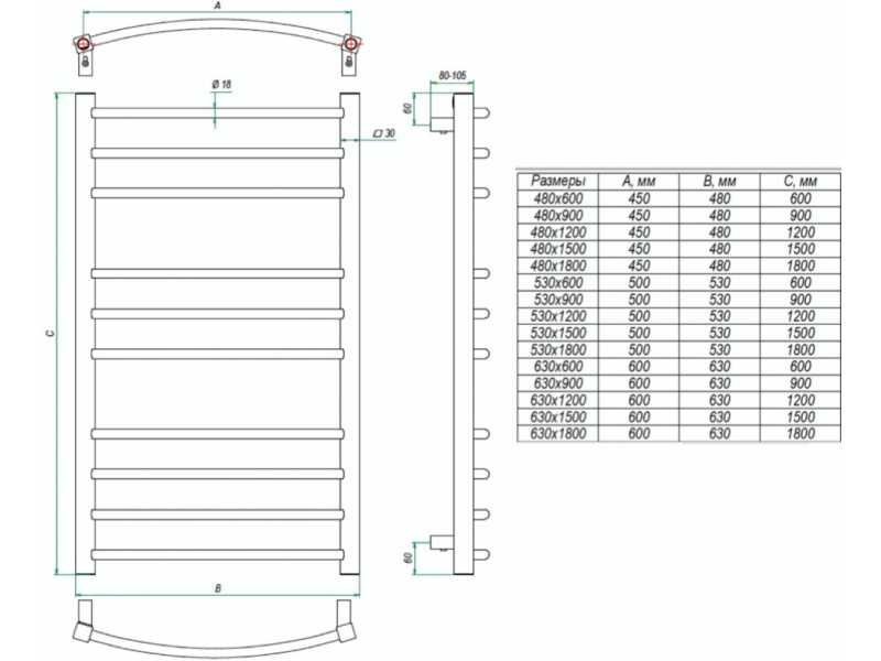 Купить Полотенцесушитель электрический Grota EcoCalma 48 x 120 см, ширина 48 см, высота 120 см, крашеный белый