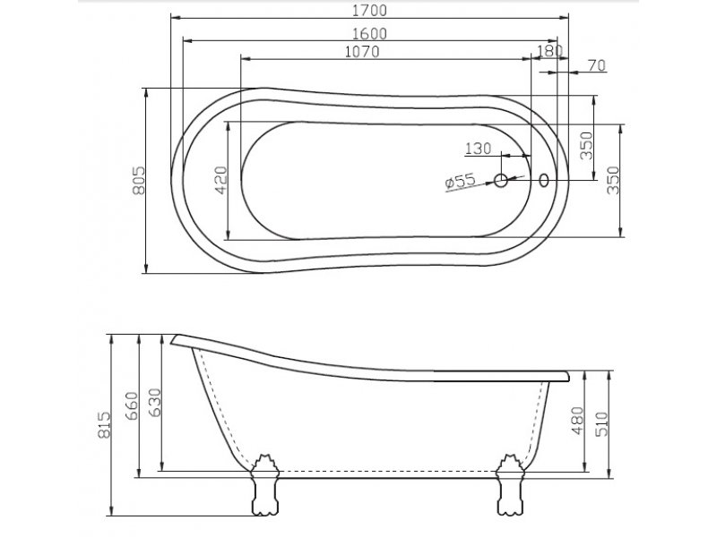 Купить Ванна акриловая BelBagno BB04, 170 x 80 см