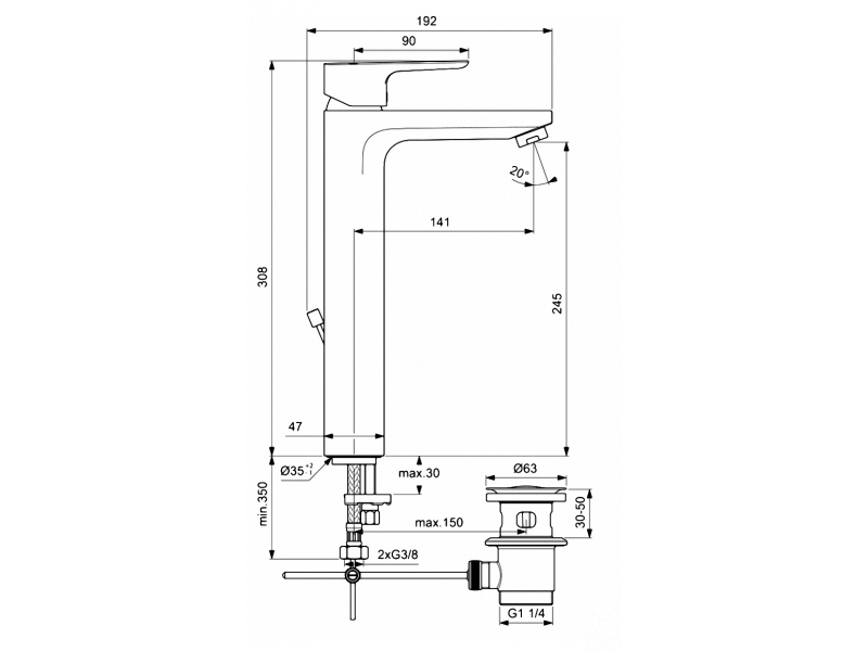 Купить Смеситель Ideal Standard Ceraplan III Slim Vessel для раковины, хром, BC561AA