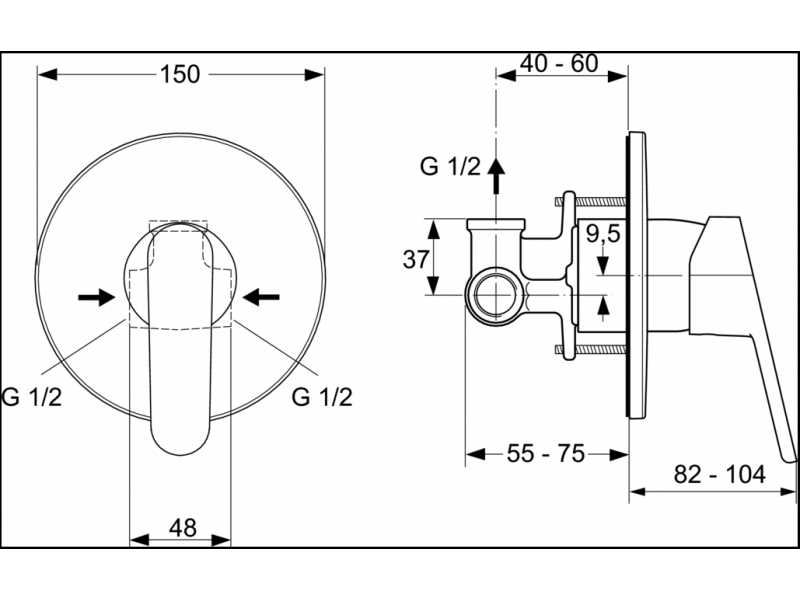 Купить Смеситель Ideal Standard CERAPLAN, A5960AA встраиваемый, компактный, для комплектации гигиенического душа (B960941AA)