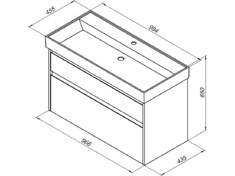 Купить Тумба под раковину Aquanet Nova Lite 100, 2 ящика, белый глянец (242581)