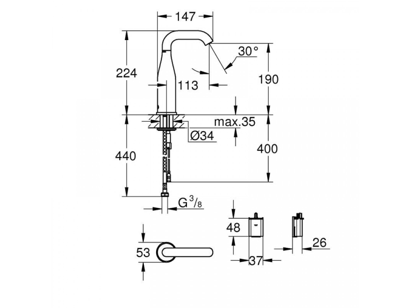 Купить Кран для холодной воды Grohe Essence Е для раковины, сенсорный, хром, 36446000