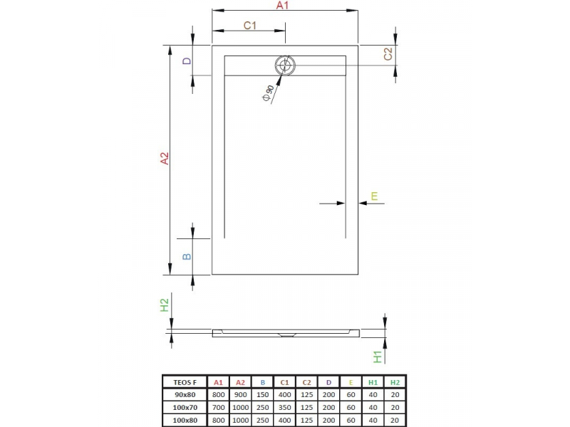 Купить Поддон для душа Radaway Teos F, 100 x 80 см, прямоугольный, HTF10080-74