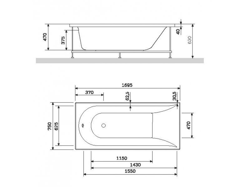 Купить Акриловая ванна Am.Pm Spirit 170x75 W72A-170-075W-A2