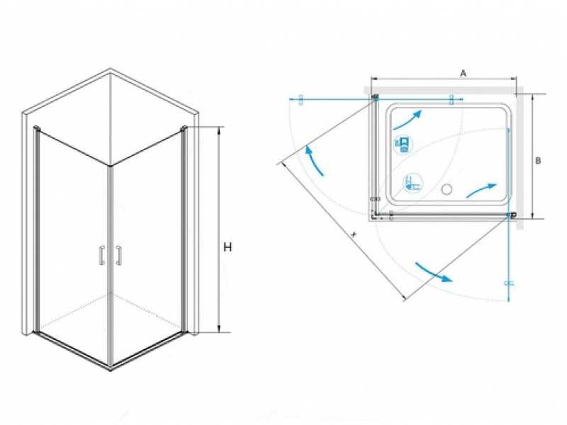 Купить Душевой уголок RGW LE-30, 06123000-11, 100 х 100 x 195 см, дверь распашная, стекло прозрачное, хром