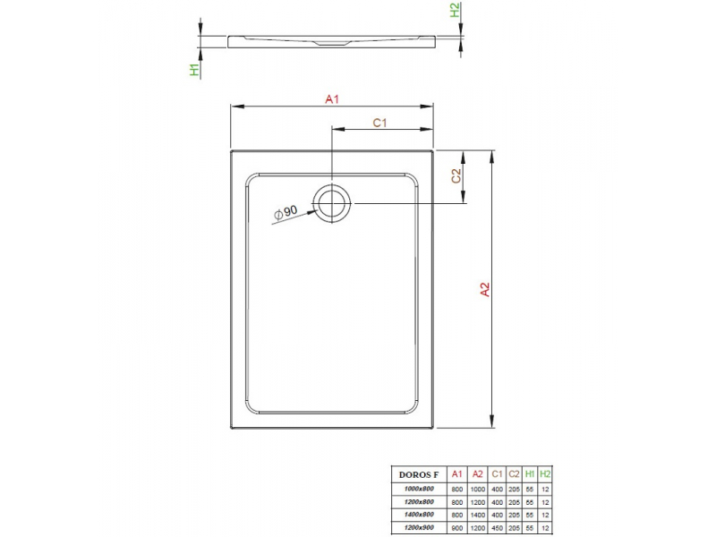 Купить Поддон для душа Radaway Doros Plus F, 80 x 140 см, прямоугольный, SDRFP1480-01