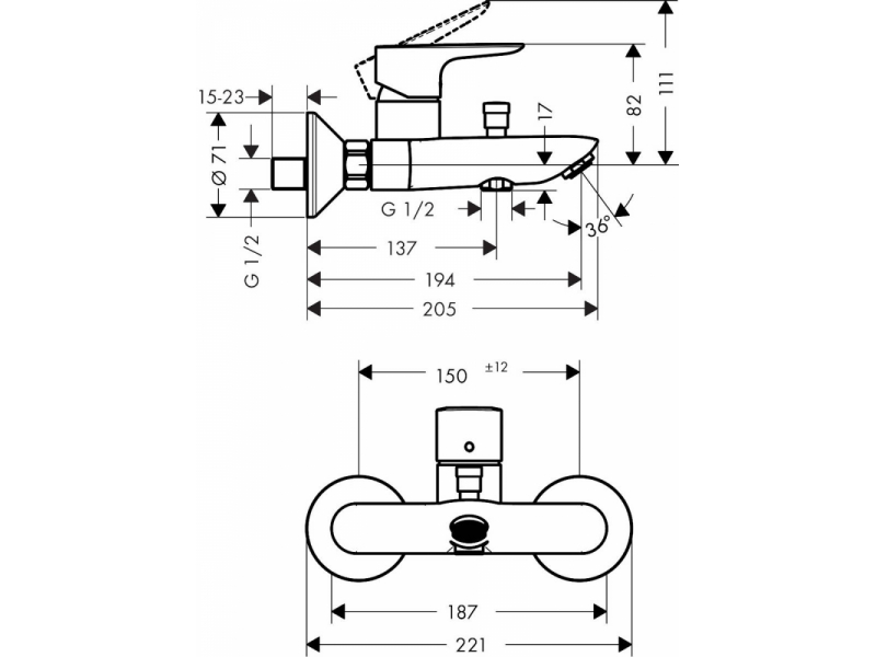 Купить Смеситель для ванны Hansgrohe Talis E 71740140, шлифованная бронза