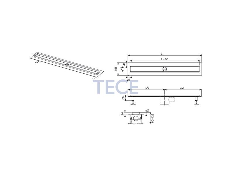 Купить Дренажный канал 600800 TECE Drainline прямой 800 мм с гидроизоляцией Seal System