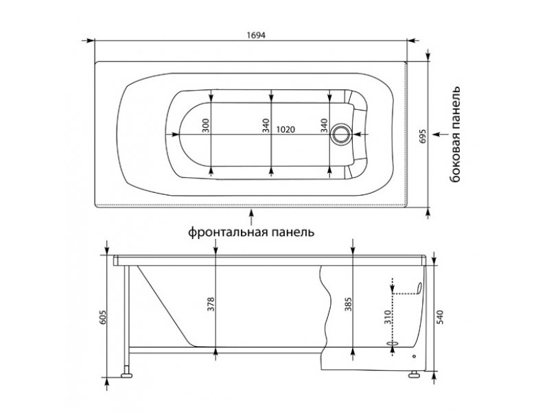 Купить Ванна акриловая Aquanet Roma 00204028 170 x 70 см