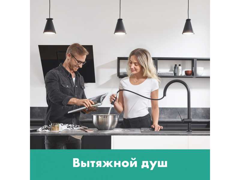 Купить Кухонный смеситель Hansgrohe Talis M54, 72803670, с вытяжным изливом, в комплекте с коробом sBox для шланга, черный матовый