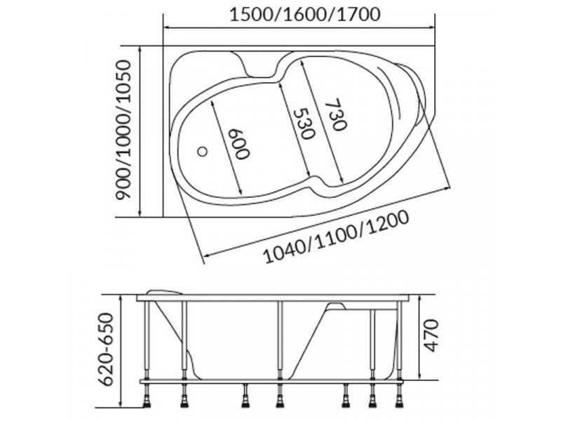 Карниз для ванны 1marka diana 170x105