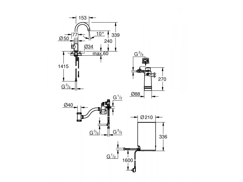 Купить Смеситель Grohe Red II Mono 30085001 для кухонной мойки, с водонагревателем