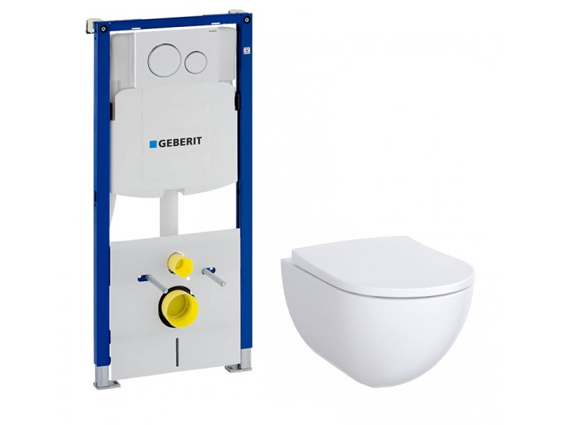 Купить Инсталляция Geberit с безободковым унитазом Geberit Acanto Rimfree, 500.301.KJ.A, сиденье микролифт, комплект Идеальная пара