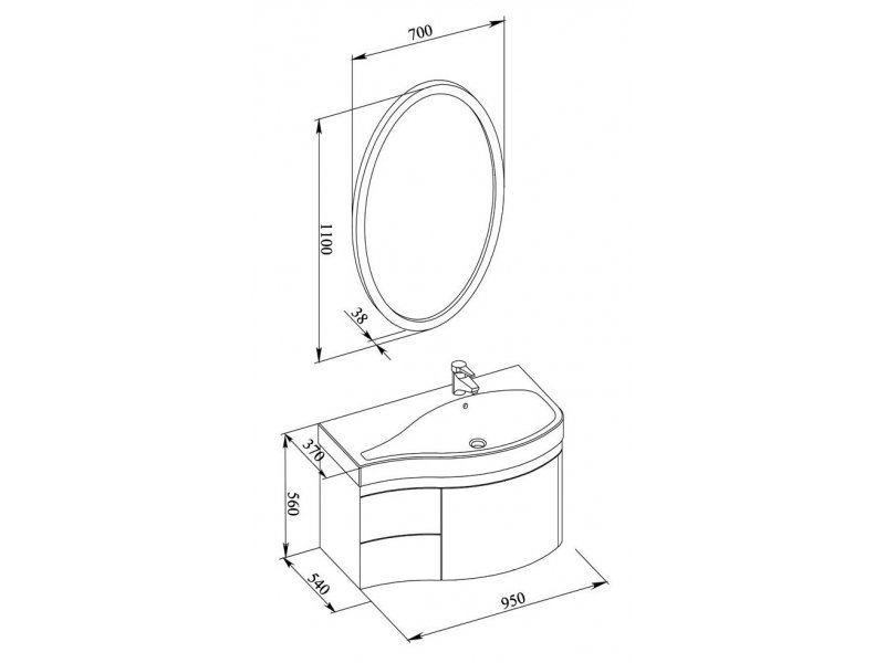 Купить Тумба под раковину Aquanet Сопрано 1-95 R (3 ящика) 00169661, правая, цвет белый