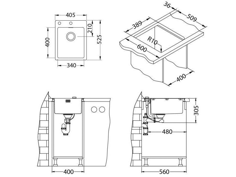 Купить Мойка кухонная Alveus PURE UP KMB 1123785, 450 x 525 мм