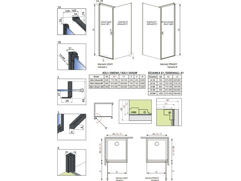 Купить Душевой уголок Radaway Nes Black KDJ I, 100 x 100, правая дверь, стекло прозрачное, профиль черный