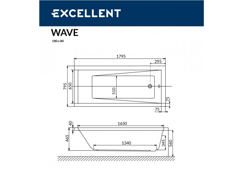 Купить Ванна акриловая Excellent Wave 180 х 80 см (WAEX.WAV18WH)