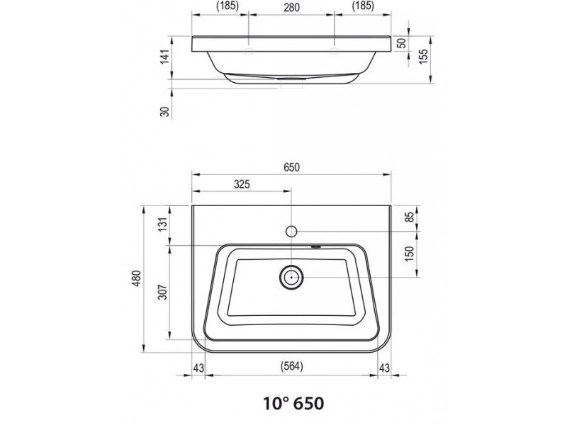 Купить Раковина Ravak 10 65 x 48 см, белый, XJI01165000