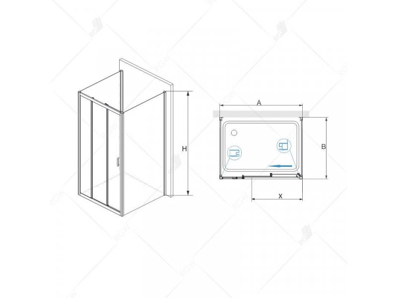 Купить Душевой уголок RGW РА-73, 060873170-11, 170 х 100 см, стекла прозрачные, профиль хром