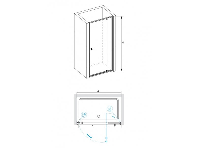 Купить Душевая дверь RGW PA-02, 04080200-51, 100 х 185 см распашная, стекло шиншилла, хром