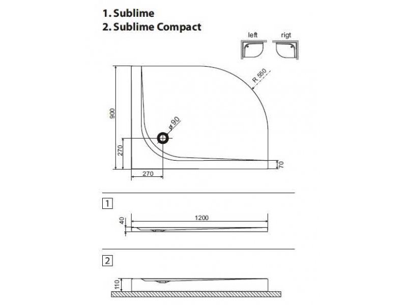 Купить Поддон душевой Excellent Sublime 120 x 90 см