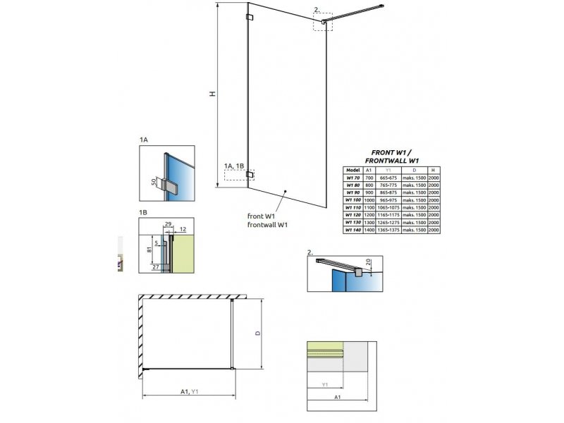 Купить Фронтальная перегородка Radaway Euphoria Walk-in V W1 70 383117-01-01