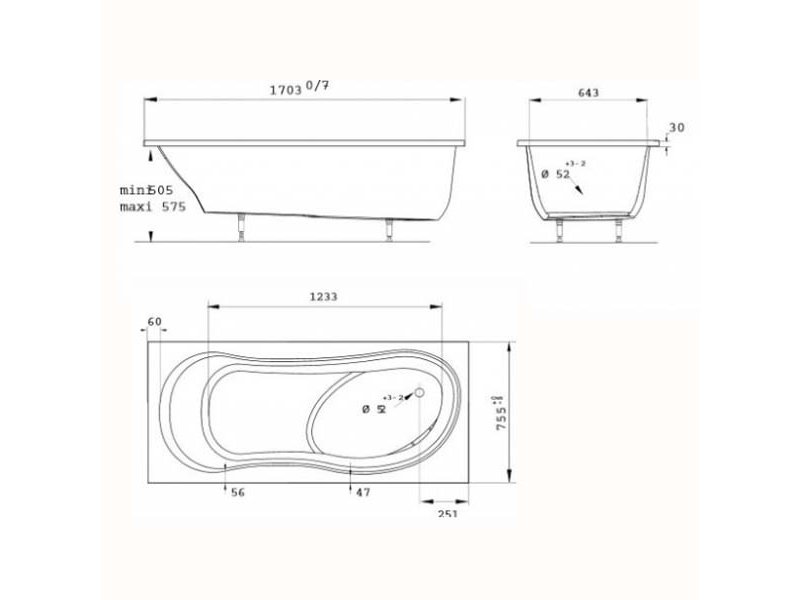 Купить Ванна акриловая Jacob Delafon Bain Douche 170x75, E6226-00