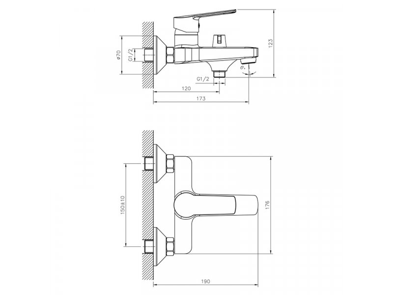 Купить Смеситель Decoroom DR22036, для ванны и душа, хром