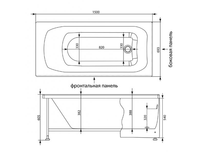 Купить Ванна акриловая Aquanet Roma 00204026 150 x 70 см