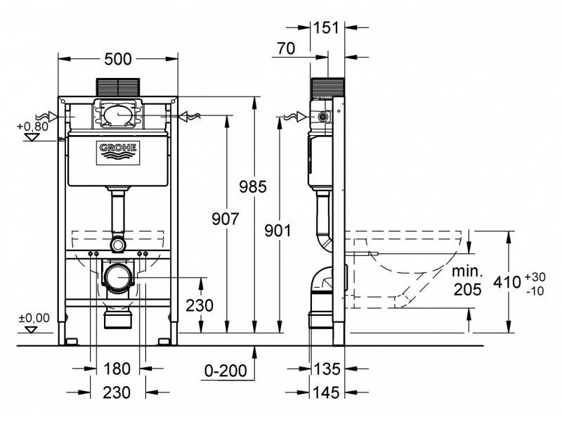 Купить Инсталляция Grohe Rapid SL 38525001 для унитаза, высота 1 м