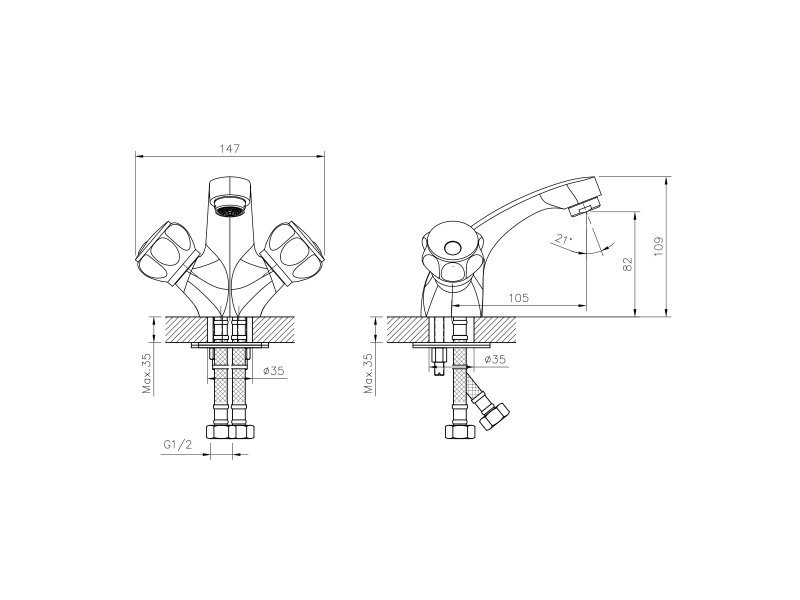 Купить Смеситель Decoroom DR50011R, для раковины, хром