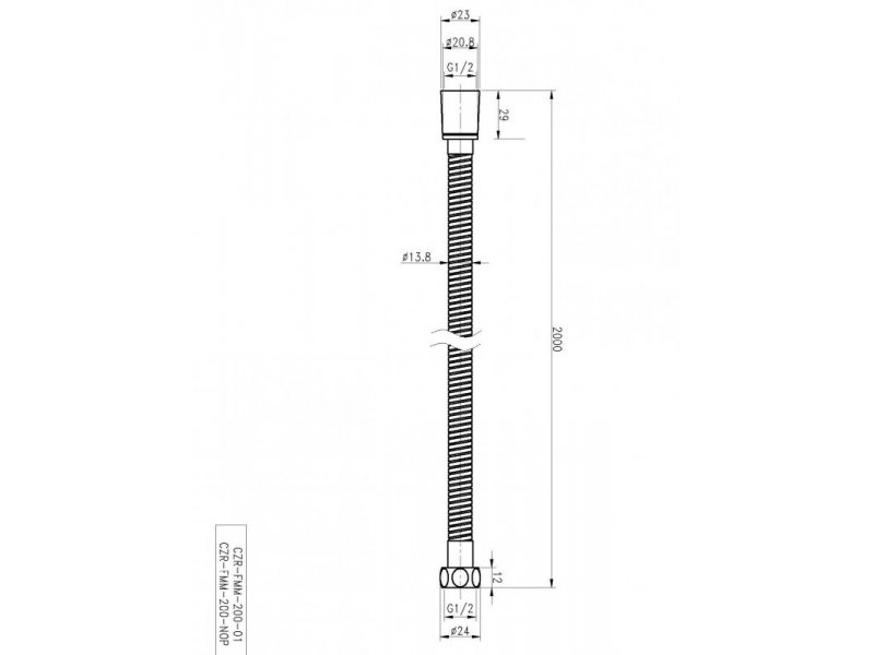 Купить Душевой шланг Cezares 2 м, хром, CZR-FMM-200-01