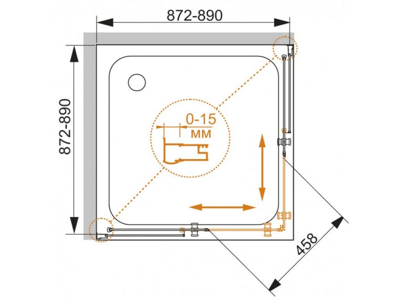 Купить Душевой уголок Cezares PRATICO-GL-A-2-90-C-Cr-TR 90 x 90 см