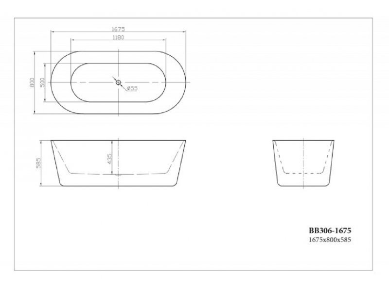 Купить Ванна акриловая BelBagno BB306-1675 170 x 80 см