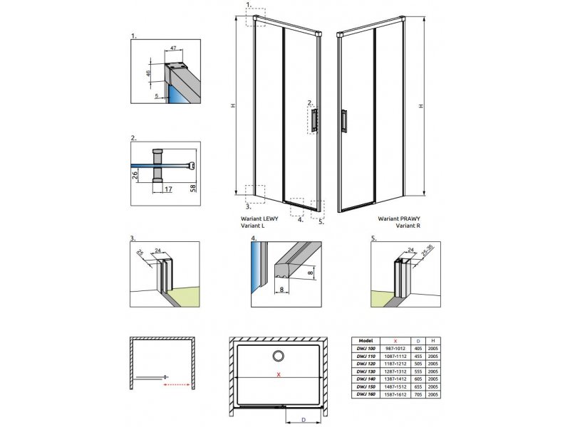 Купить Душевая дверь Radaway Idea DWJ 130 387017-01-01, 130*200,5 см