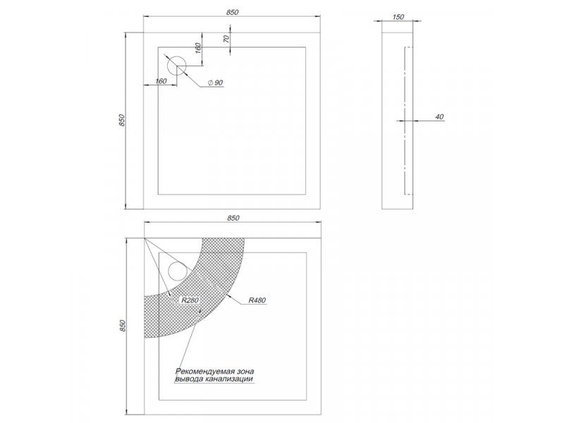 Купить Душевой поддон Aquanet X1 Cube 85 x 85 см (185596)