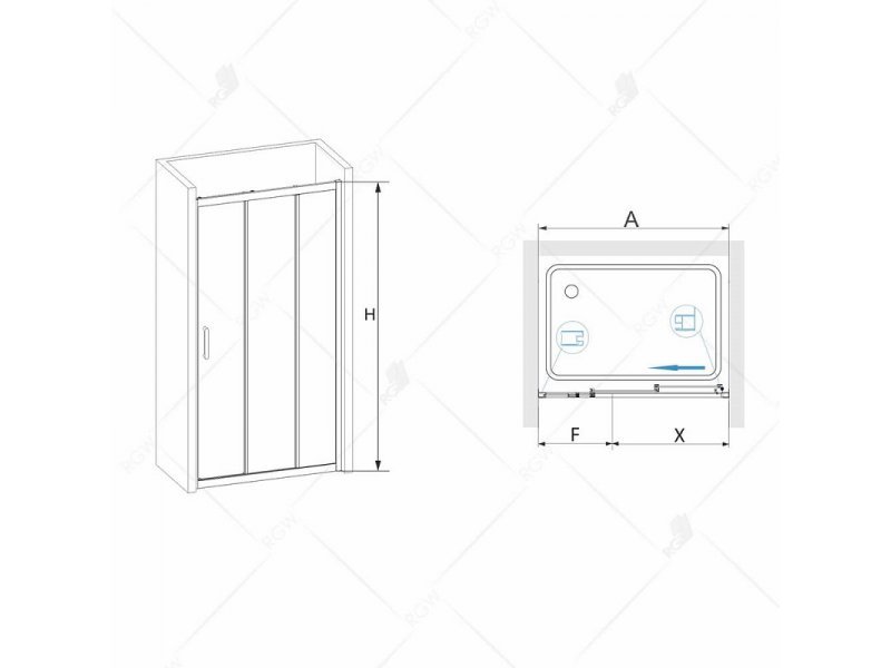 Купить Душевая дверь RGW PA-13, 06081315-11, 150 х 195 см раздвижная, стекла прозрачные, профиль хром