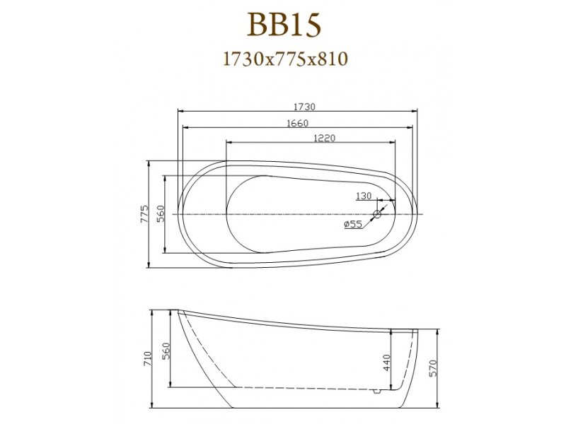 Купить Ванна акриловая BelBagno BB15, 175 х 80 см